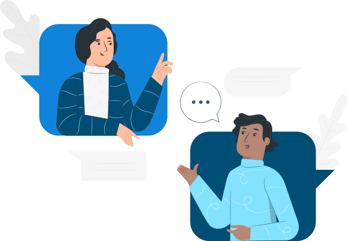interpretación Ilustración de dos personas entablando una conversación